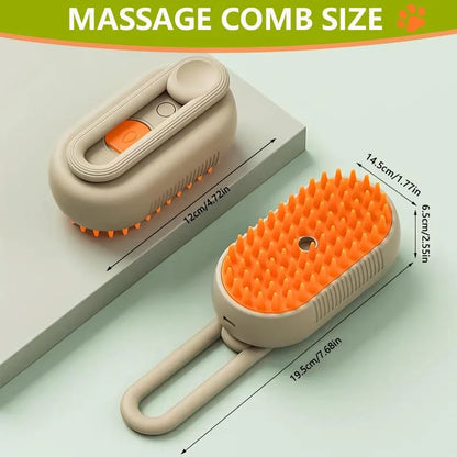 Massage comb with dimensions displayed on a light green background